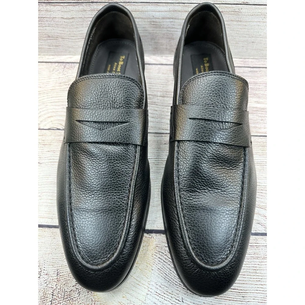 To Boot New York Adam Derrick Men's Black Pebbled Leather Loafers Size 10.5